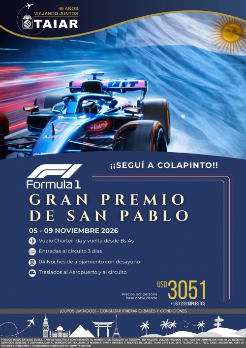 F1 : SEGUI A COLAPINTO