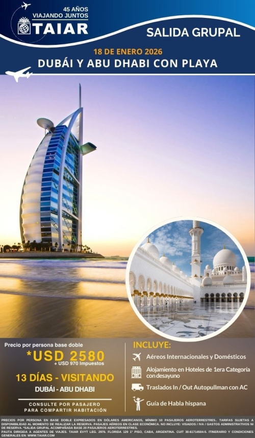 DUBI Y ABU DHABI CON PLAYAS